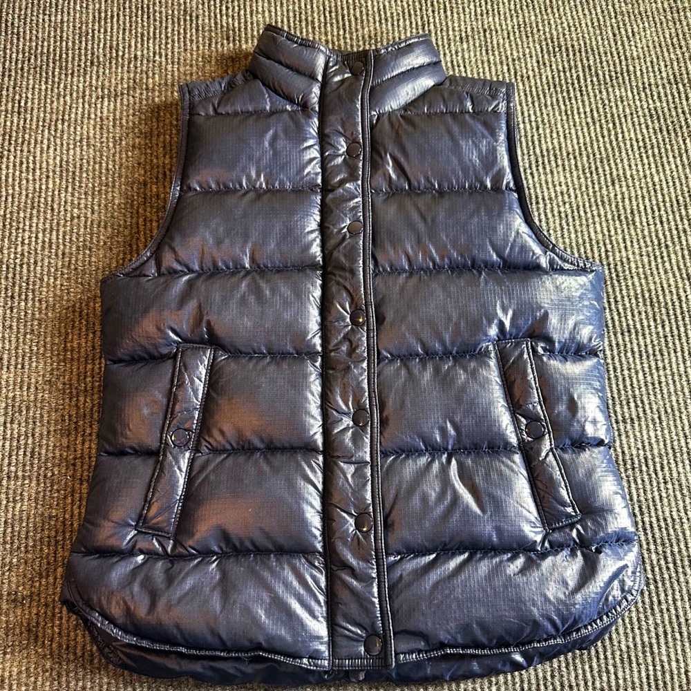 J. Crew Shiny Blue Puffer Vest Size S